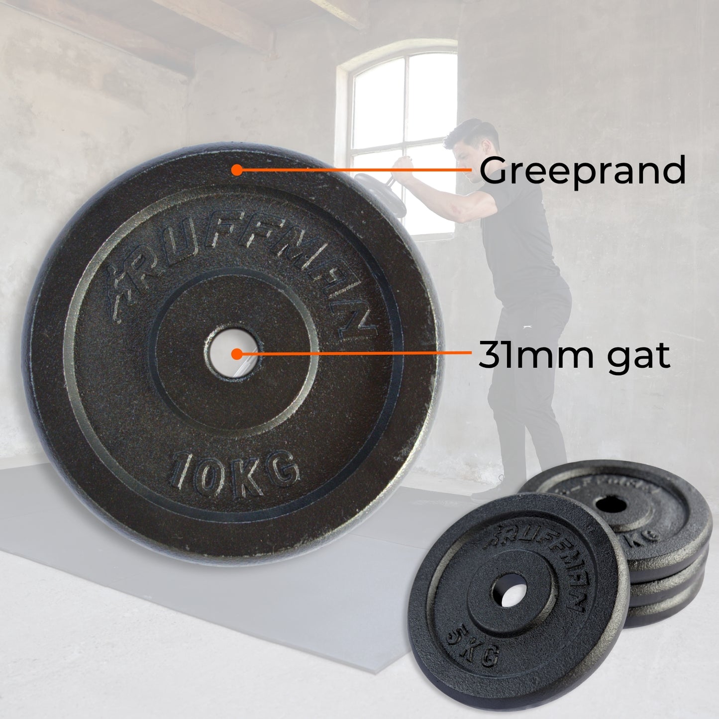 2x 10kg Hantelscheiben Set - 20kg - Gusseisen - 30mm