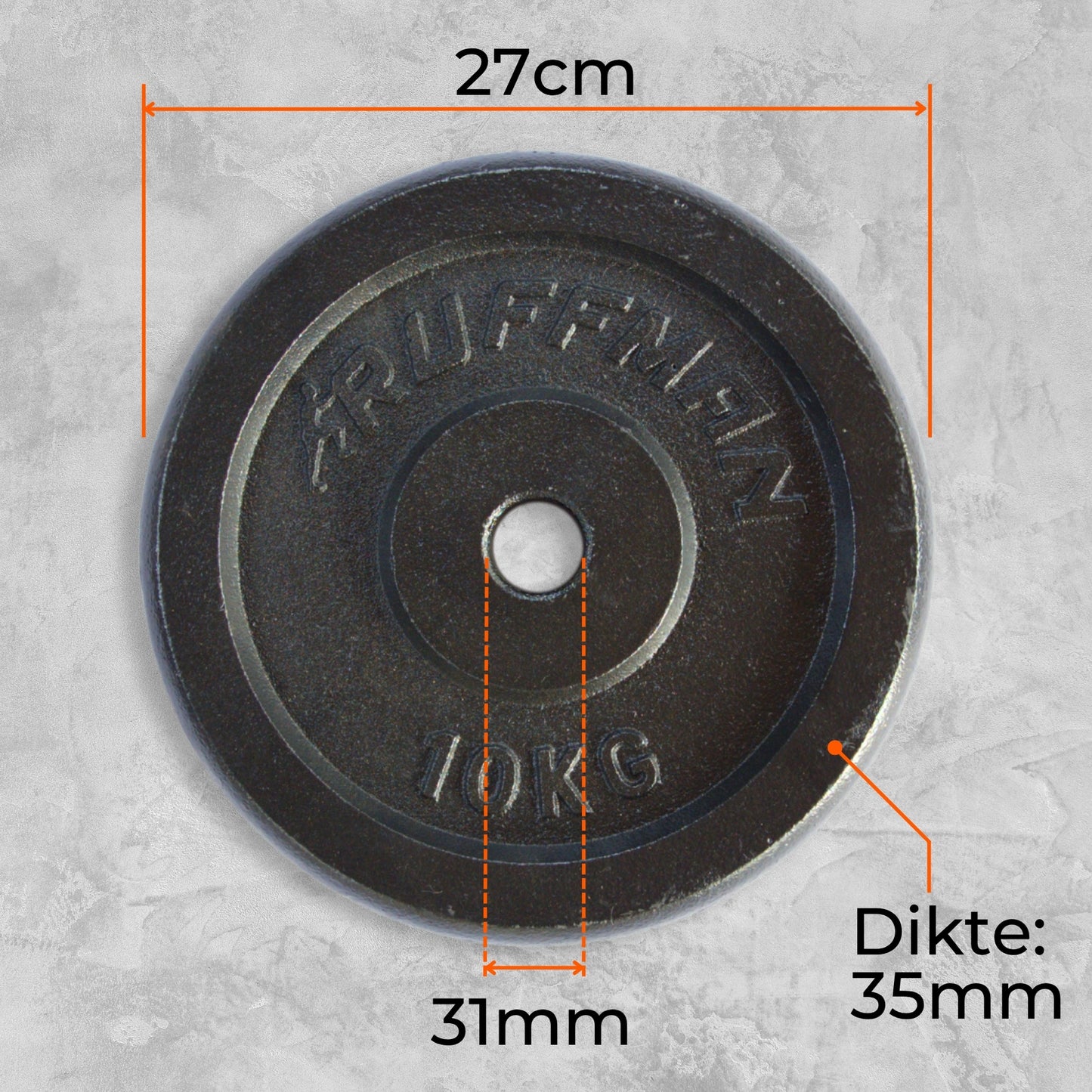 2x 10kg Hantelscheiben Set - 20kg - Gusseisen - 30mm