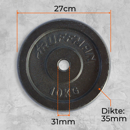 2x 10kg Hantelscheiben Set - 20kg - Gusseisen - 30mm