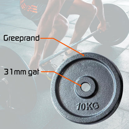 2x 10kg dumbbell plates set - 20kg - cast iron - 30mm